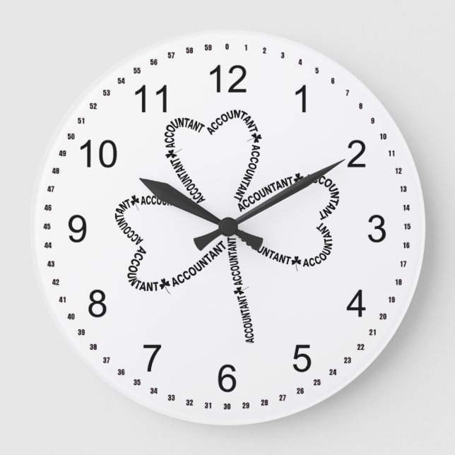 Grande Horloge Ronde Shamrock de texte comptable (Recto)