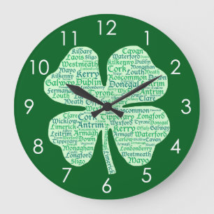 Grande Horloge Ronde Shamrock des comtés d'Irlande