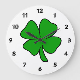Grande Horloge Ronde Shamrock irlandais