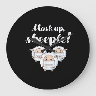 Grande Horloge Ronde Sheep in mask | Animal Lovers Perfect Gift