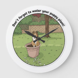 Grande Horloge Ronde Sheltie en pot