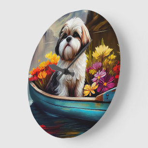 Grande Horloge Ronde Shih Tzu sur une pagaie : une aventure Pittoresque