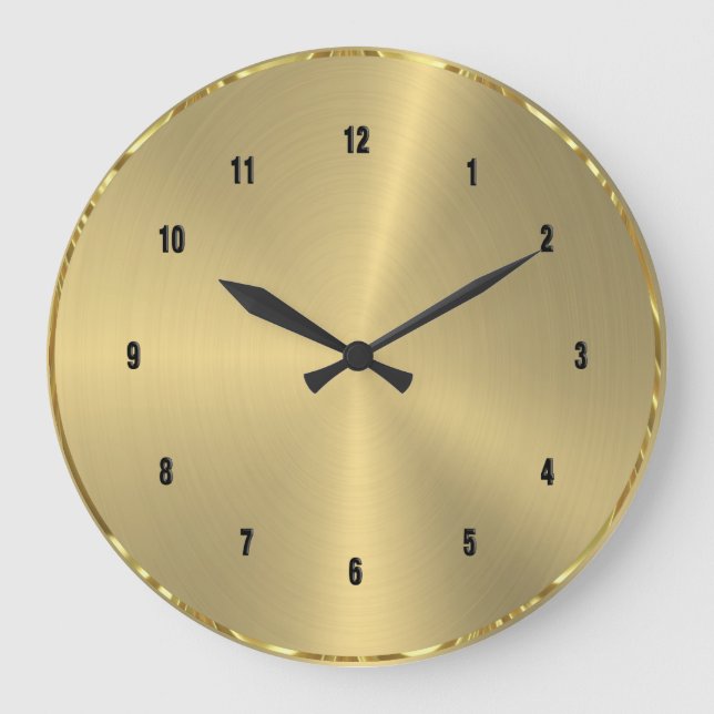 Grande Horloge Ronde Shiny Metallic Faux Gold Background (Recto)