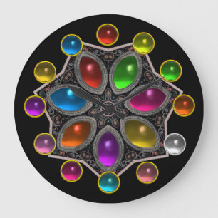 GRANDE HORLOGE RONDE SHINY STAR WITH COLORFUL GEMSTONES