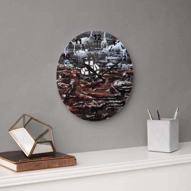 Grande Horloge Ronde Ships in a Storm Painting by Alfred Fox (Bureau)