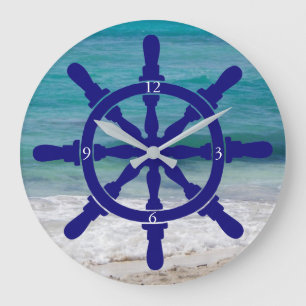 Grande Horloge Ronde Ship's Ocean Background Large Clock