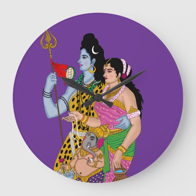 Grande Horloge Ronde Shiv Parvati Wall Clock (Recto)