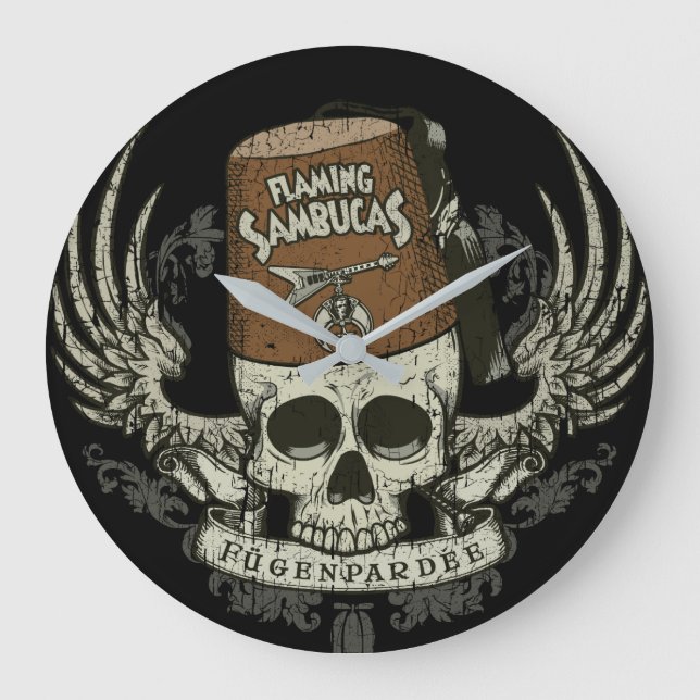 Grande Horloge Ronde Shriner Skull Distressed Clock (Recto)