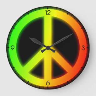 Grande Horloge Ronde Signe de paix de Rastafarian