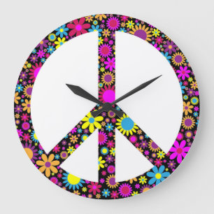 Grande Horloge Ronde SIGNE DE PAIX FLORALE super