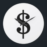 Grande Horloge Ronde Signe dollar| Alphabet moderne simple<br><div class="desc">Signe en dollar noir de style classique sur arrière - plan blanc.
Cliquez sur le bouton "customiser" pour personnaliser le design en choisissant la couleur que vous voulez et même ajouter votre propre texte.

Les articles correspondants sont également disponibles en magasin.</div>
