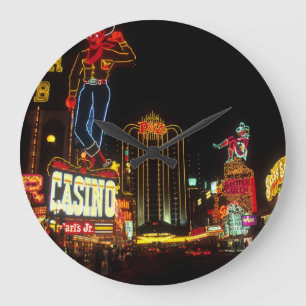 Grande Horloge Ronde Signe Las Vegas Night Time Neon Lights Casinos