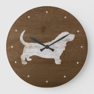 Grande Horloge Ronde Silhouette de Basset Hound
