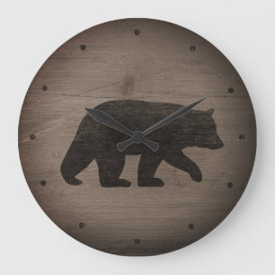 Grande Horloge Ronde Silhouette de Black Bear