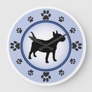 Grande Horloge Ronde Silhouette de bull-terrier