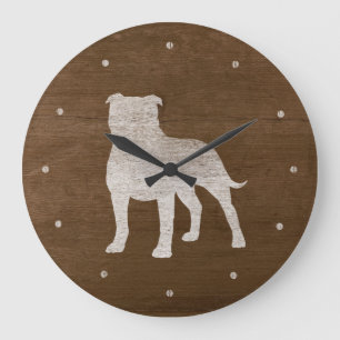 Grande Horloge Ronde Silhouette de bull-terrier du Staffordshire