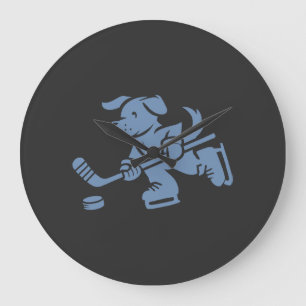 Grande Horloge Ronde Silhouette de chien Retriever d'or Labrador Hockey