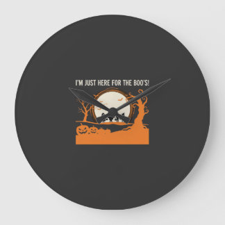Grande Horloge Ronde Silhouette de fantôme de Halloween Boo