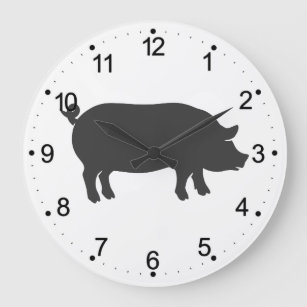Grande Horloge Ronde Silhouette de la ferme de porcs - Choisissez la co