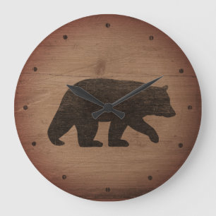 Grande Horloge Ronde Silhouette de l'ours noir