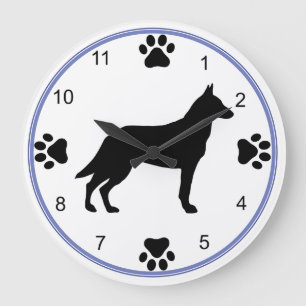 Grande Horloge Ronde Silhouette de Malinois