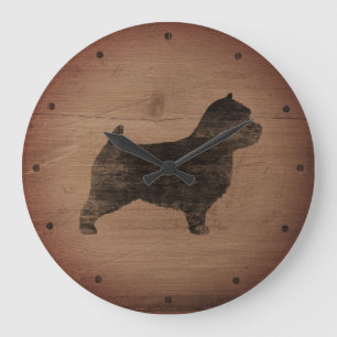 Grande Horloge Ronde Silhouette de Norwich Terrier rustique