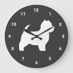 Grande Horloge Ronde Silhouette de Terrier blanc West Highland