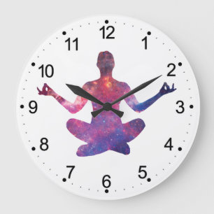 Grande Horloge Ronde Silhouette de yoga - Choisir la couleur arrière -