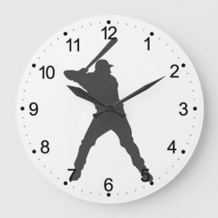Grande Horloge Ronde Silhouette du joueur de baseball