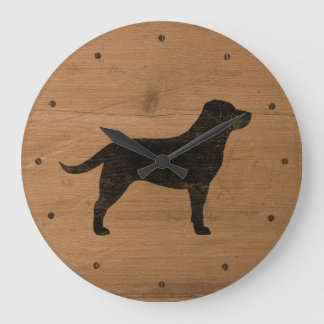Grande Horloge Ronde Silhouette du trieur du Labrador noir