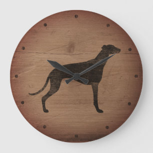 Grande Horloge Ronde Silhouette Greyhound Style Rustique