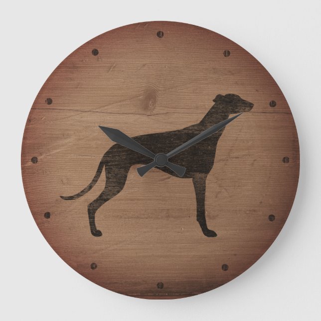 Grande Horloge Ronde Silhouette Greyhound Style Rustique (Recto)