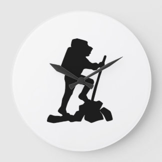 Grande Horloge Ronde silhouette noire simple randonnée de montagne