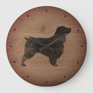 Grande Horloge Ronde Silhouette Spaniel Field Style Rustique
