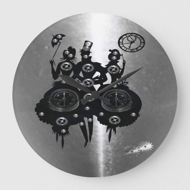 Grande Horloge Ronde Silhouette Steampunk Process (Recto)
