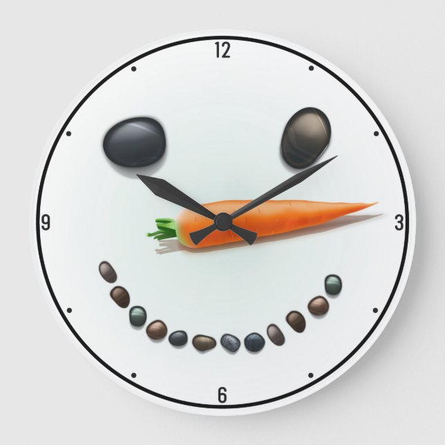 Grande Horloge Ronde Silly Snowman Face Winter Holiday Custom (Recto)