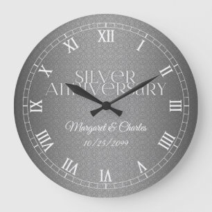 Grande Horloge Ronde Silver 25th Wedding Anniversary with Name and Year