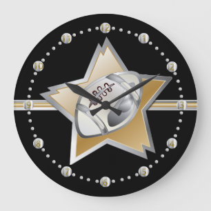 Grande Horloge Ronde Silver and Gold Football and Star