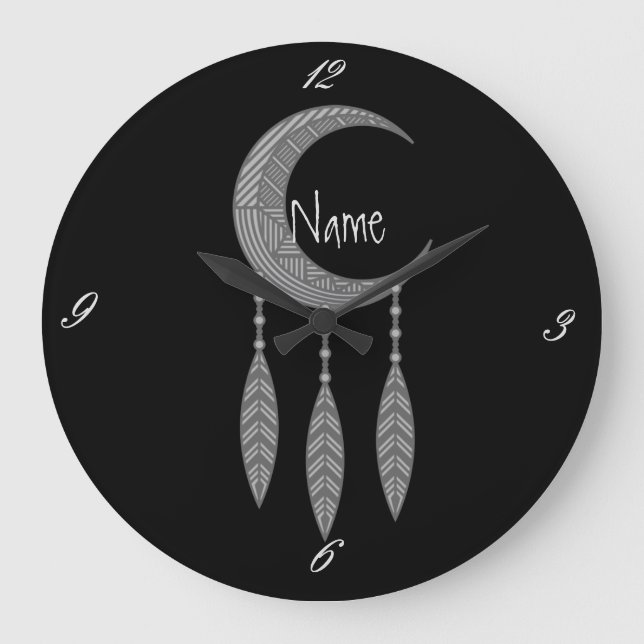 Grande Horloge Ronde Silver Crescent Moon Feathers (Recto)
