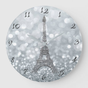 Grande Horloge Ronde Silver Glitter