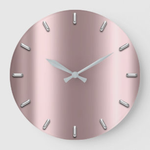 Grande Horloge Ronde Silver Gray Minimalism Metallic Blush Rose Gold