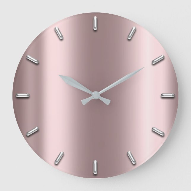 Grande Horloge Ronde Silver Gray Minimalism Metallic Blush Rose Gold (Recto)