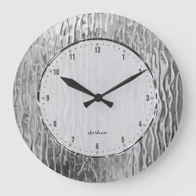 Grande Horloge Ronde Silver Gray Tones Melting Stained Glass (Recto)