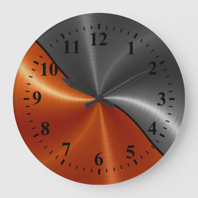 Grande Horloge Ronde Silver Orange Stainless Steel Metal (Recto)