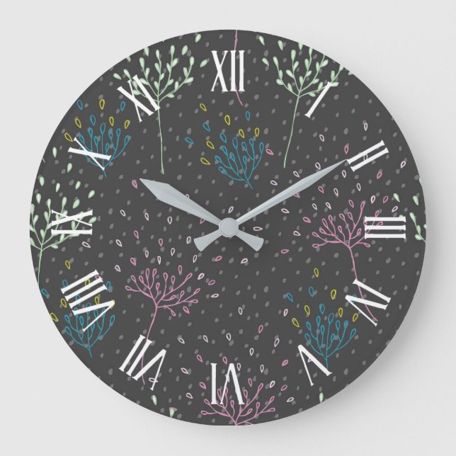 Grande Horloge Ronde Simple and Elegant Floral | Wall Clock (Recto)