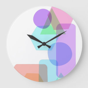 Grande Horloge Ronde Simple Asymmetrical Pastel Color Geometric