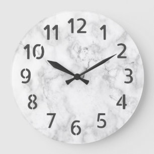 Grande Horloge Ronde Simple Classique Classique Blanc Faux Marbre