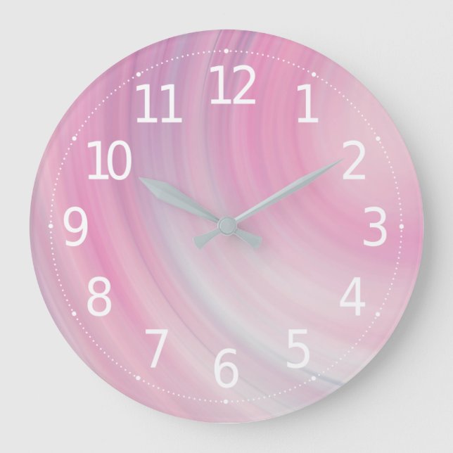 Grande Horloge Ronde Simple Elegant Peach Pink Waves | Wall Clock (Recto)