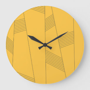 Grande Horloge Ronde Simple, jaune, design graphique abstrait moderne
