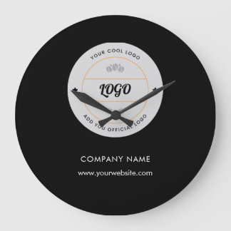 Grande Horloge Ronde Simple Logo d'entreprise rond et texte personnalis